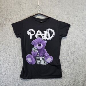 Popular Sports PAID Graphic T Shirt Size XL (Runs Small) Black Purple Bear Money